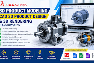 do 3d product modeling, cad 3d product design and 3d rendering in solidworks