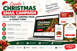 create christmas email campaign, sales page, landing page