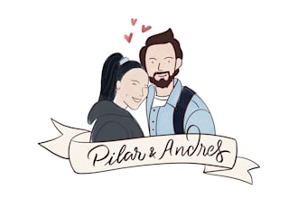 create a custom hand drawn couple portrait from your photo