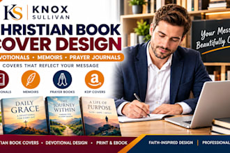 design christian book covers, devotional covers, prayer journals, memoir covers