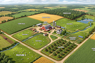 design farm map, ranch map, agricultural, property and field maps