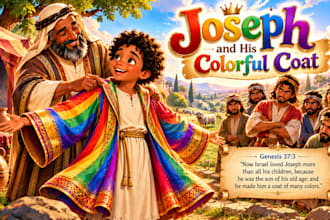 illustrate bible themed children book, christian stories and scripture story