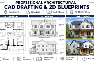 provide professional architectural cad drafting and 2d blueprints