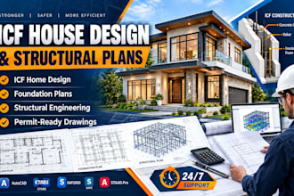 design icf house plans, structural drawings and foundation plans