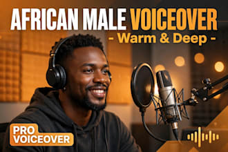 record a professional male voiceover with warm african accent in 24 hours