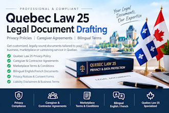 draft quebec law 25 privacy policy, caregiver agreements and bilingual terms