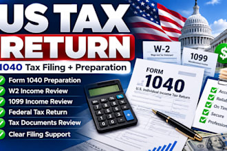 prepare US tax return 1040 tax filing USA tax return irs filing w2 1099 income