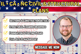 create illinois california and nc civil structural permit drawings
