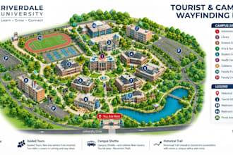 design wayfinding, tourist, campus, visitor and navigation maps