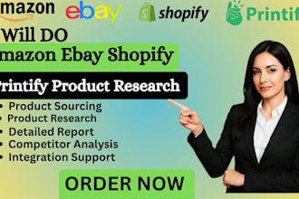 do amazon ebay shopify printify product research integration SEO listings