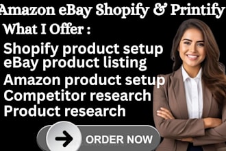 do amazon ebay shopify printify product research integration SEO listings