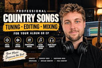 professionally tune, edit and mix your country songs for your album or ep