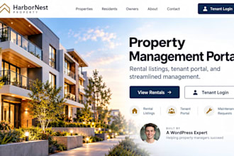 l build wordpress property management website with tenant portal and listings