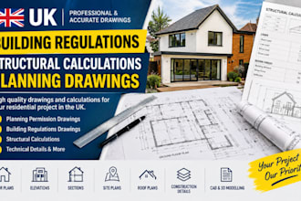 create UK building regulations structural calculations planning drawings