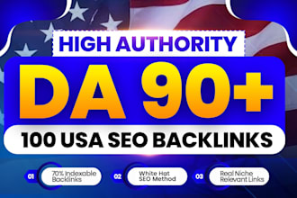 create 100 USA SEO backlinks high authority da 90 dofollow link building