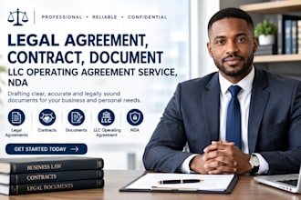 draft  legal agreement, contract, document, llc operating agreement service, nda