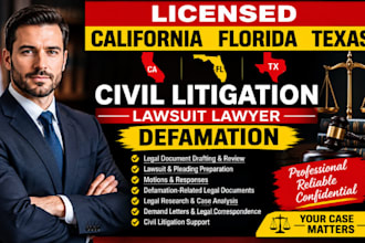 licensed california florida texas civil litigation for lawsuit lawyer defamation