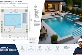 design backyard swimming pool plans, construction drawings and pool permits
