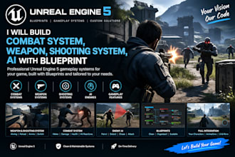 build unreal engine 5 combat system, weapon, shooting system, ai with blueprint