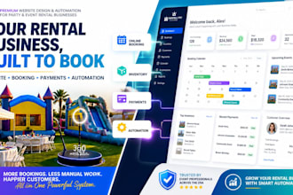 build bounce house, inflatable, party rental website with booking and automation