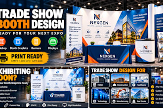 design trade show booth, exhibition backdrop, booth display and graphics