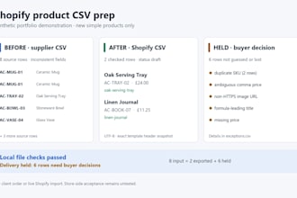 convert your supplier CSV into a checked shopify product CSV