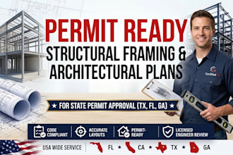 provide texas florida georgia structural framing and architectural permit plans