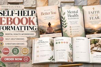 do formatting self help ebook, mental health workbook christian ebook