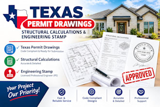 provide texas permit drawings structural calculations and engineering stamp
