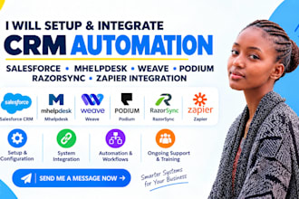salesforce crm mhelpdesk weave podium automation razorsync zapier integration