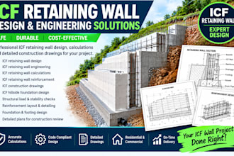 do icf retaining wall design, wall calculations, hillside foundation,