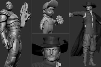 sculpt custom 3d character for 3d printing, 3d statue model and 3d bust model