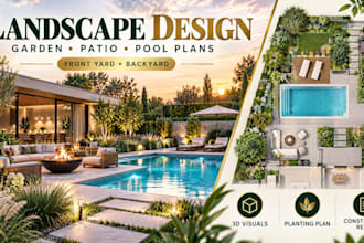do landscape design, garden design, front yard, patio and swimming pool plans