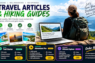 write adventure travel articles, hiking guides, outdoor blogs and travel tips