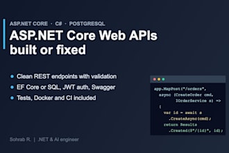 build or fix your asp net core web API and dotnet backend