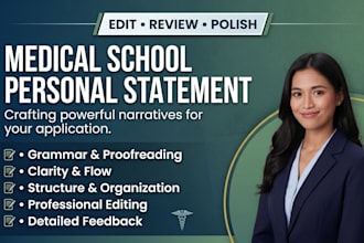 edit and review medical school personal statement admission essay within 12hours