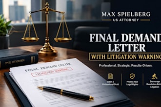 draft a final demand letter with litigation warning as your US attorney