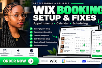 set up wix booking system, appointments, calendar and fix booking issues