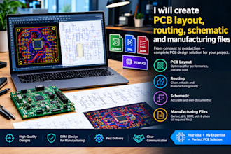 create pcb layout, routing, schematic and manufacturing files