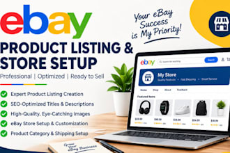 do ebay products listing, ebay SEO for product lister, and ebay shop setup