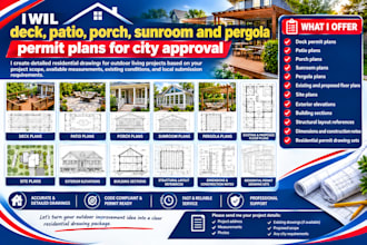 deck, patio, porch, sunroom and pergola permit plans for city approval