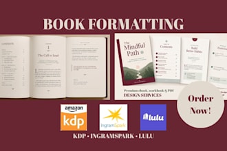 do book formatting and layout for KDP, ingramspark and lulu