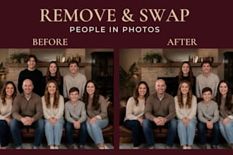 retouch family photos, add or remove people, and swap faces in bulk