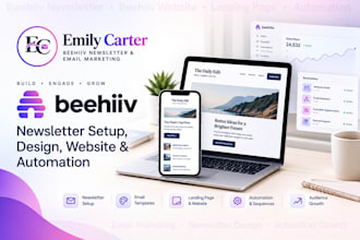 setup beehiiv newsletter, beehiiv website, landing page and automation