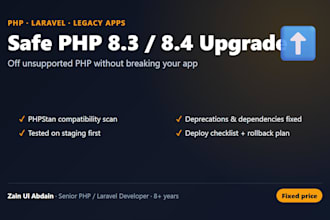 upgrade your php or laravel app to php 8 and fix errors