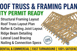 provide structural framing layout and roof truss layout plans for city permit