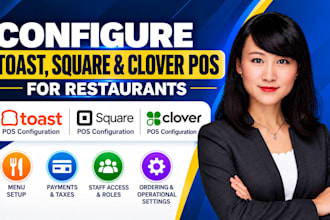 configure toast pos square pos and clover pos for restaurant