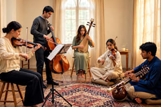 record live violin, cello, viola, harp and sitar for you song