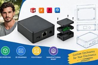 electronic enclosure cad, pcb housing, plastic casing, 3d cad technical drawings