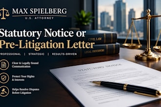 draft a statutory notice or pre litigation letter as your US attorney